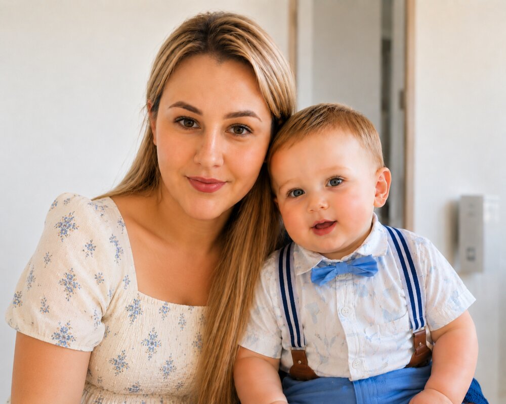 A mother and her young son